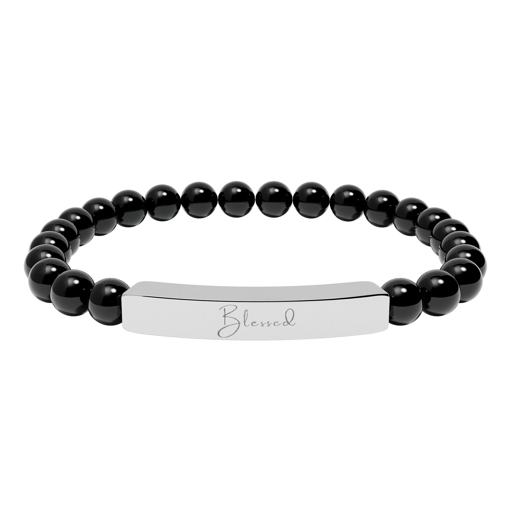 Natural Stone Stretch Bar Bracelet — Blessed