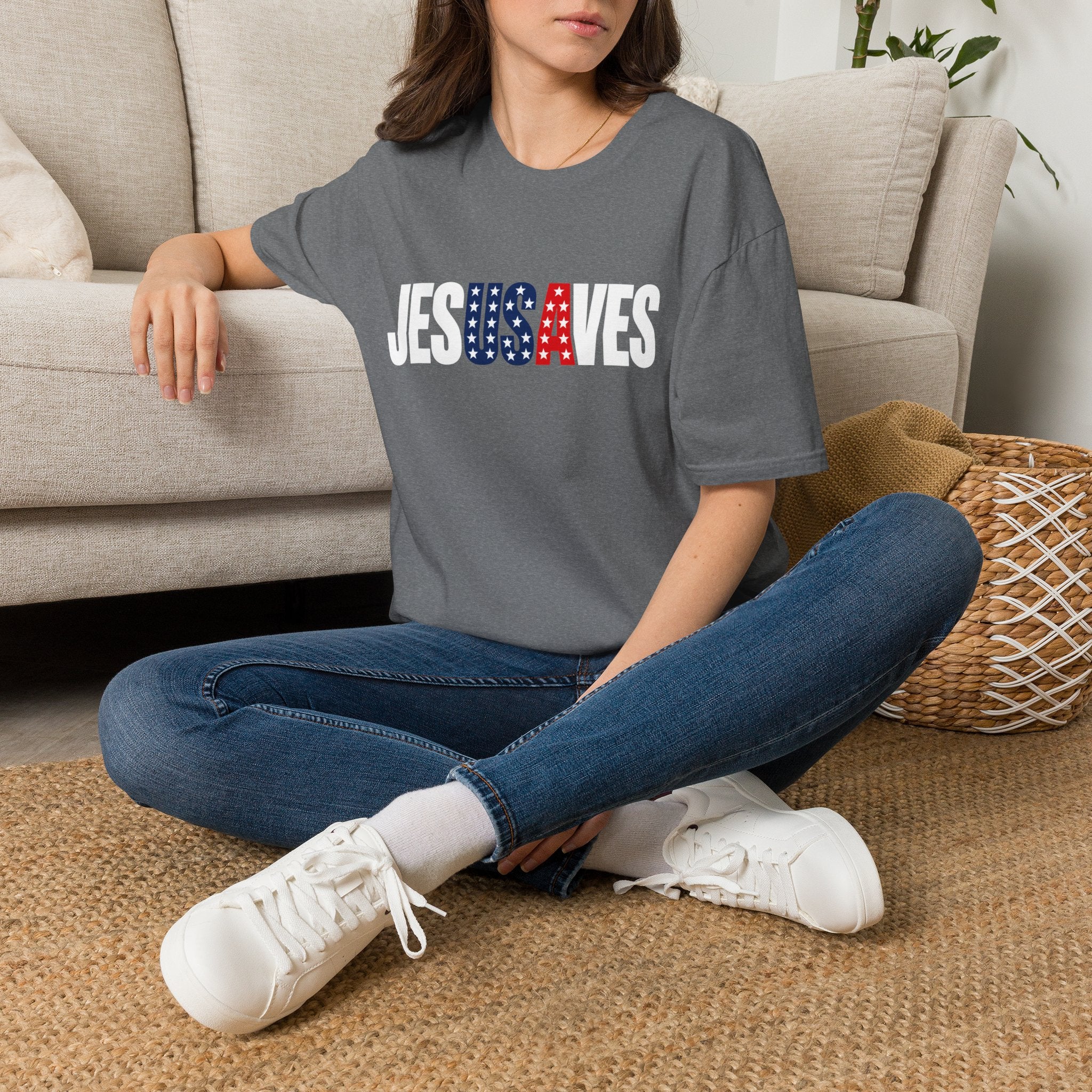 Jesus Saves Patriotic T-Shirt — American Flag Faith Tee