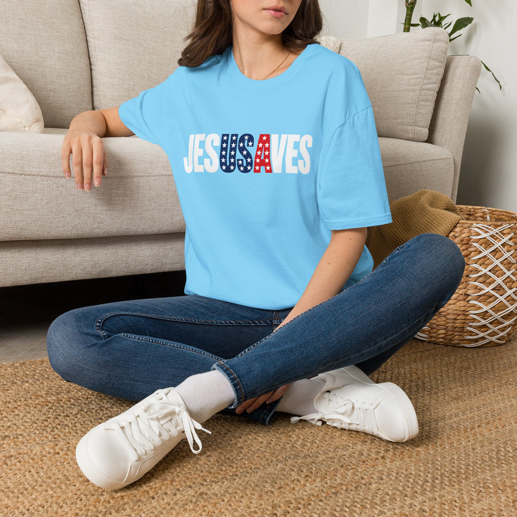 Jesus Saves Patriotic T-Shirt — American Flag Faith Tee