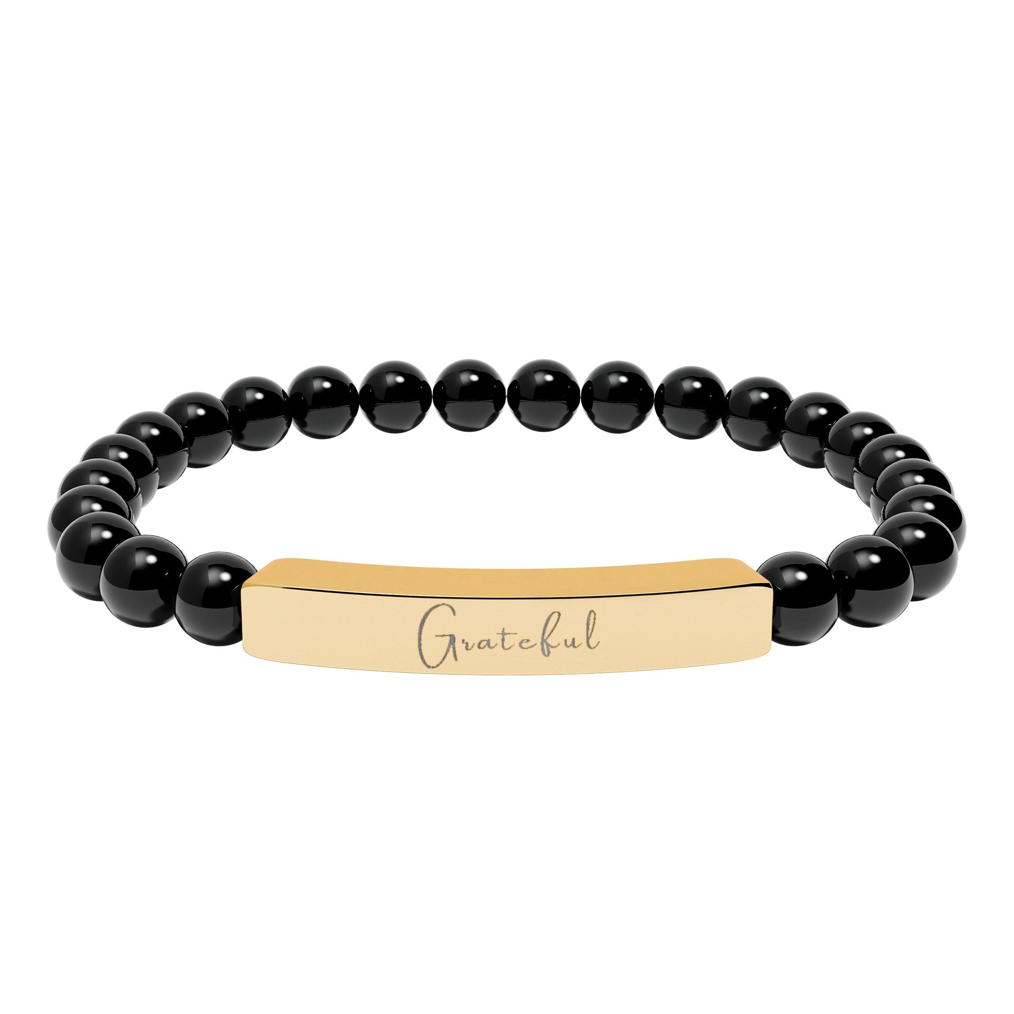 Natural Stone Stretch Bar Bracelet — Grateful