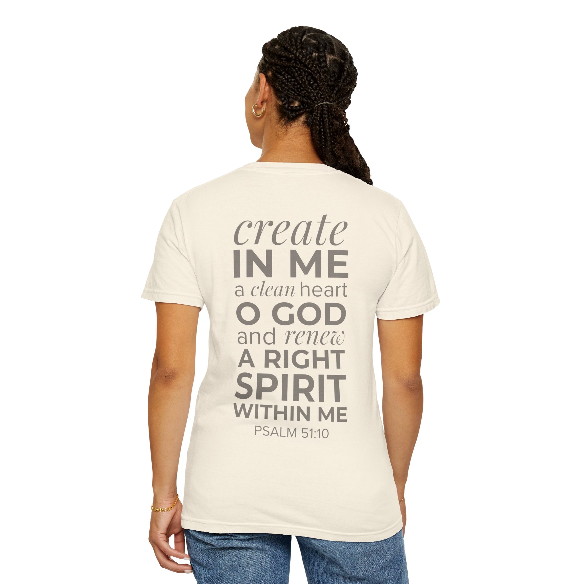 Repentance T-Shirt — "Create in Me a Clean Heart" Psalm 51:10 Christian Tee