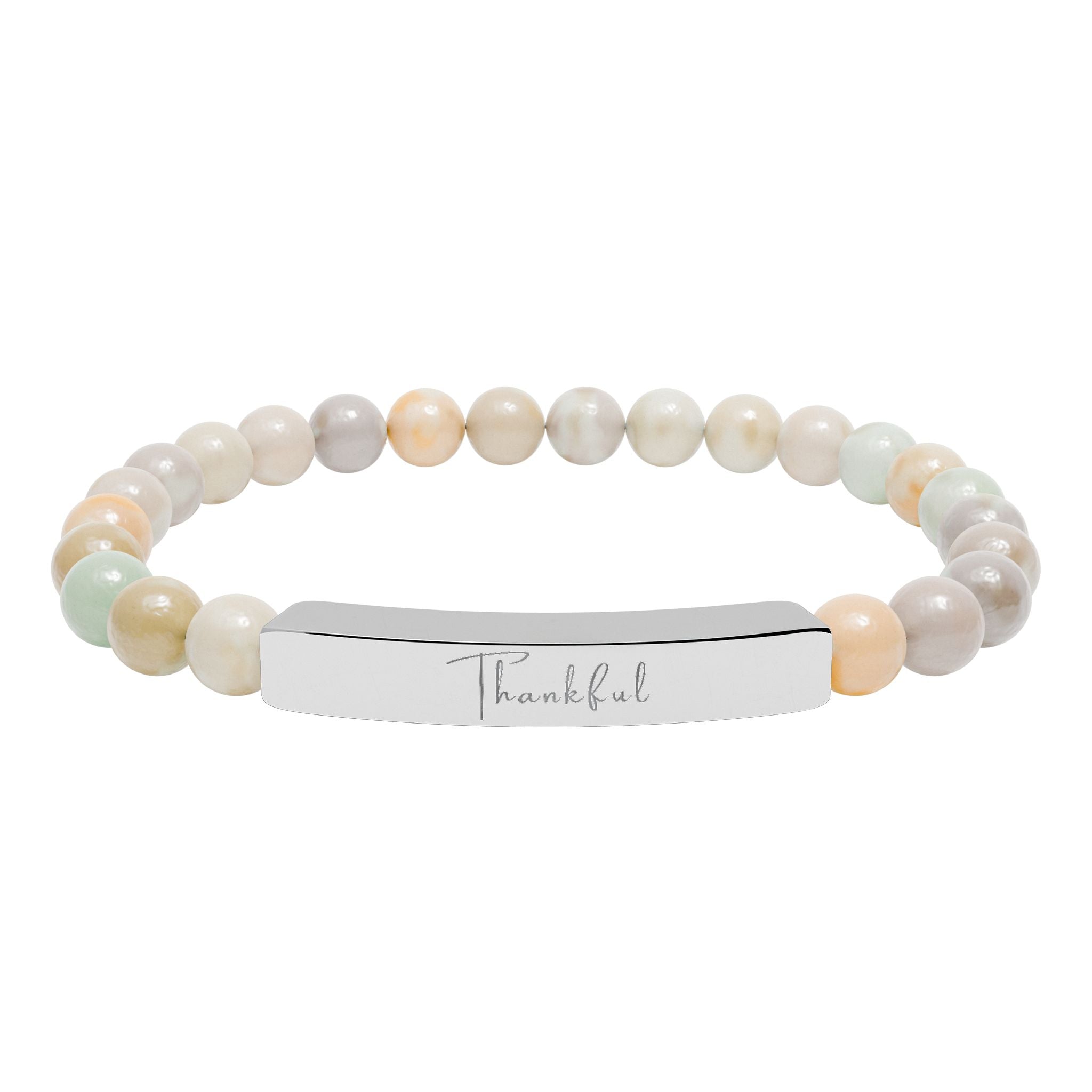 Natural Stone Stretch Bar Bracelet — Thankful