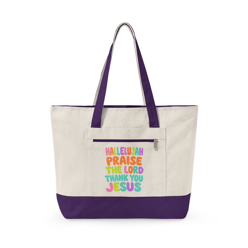 'Hallelujah Praise the Lord Thank You Jesus' Canvas Tote Bag