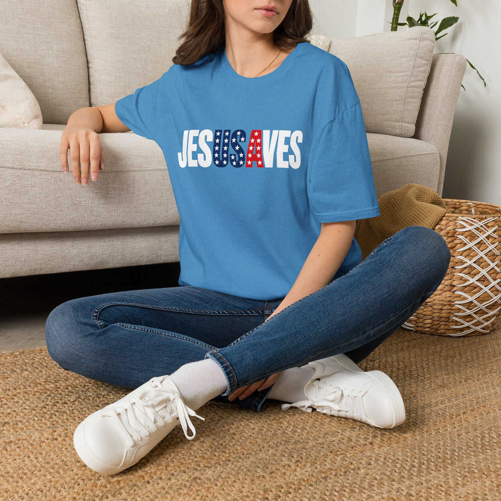 Jesus Saves Patriotic T-Shirt — American Flag Faith Tee