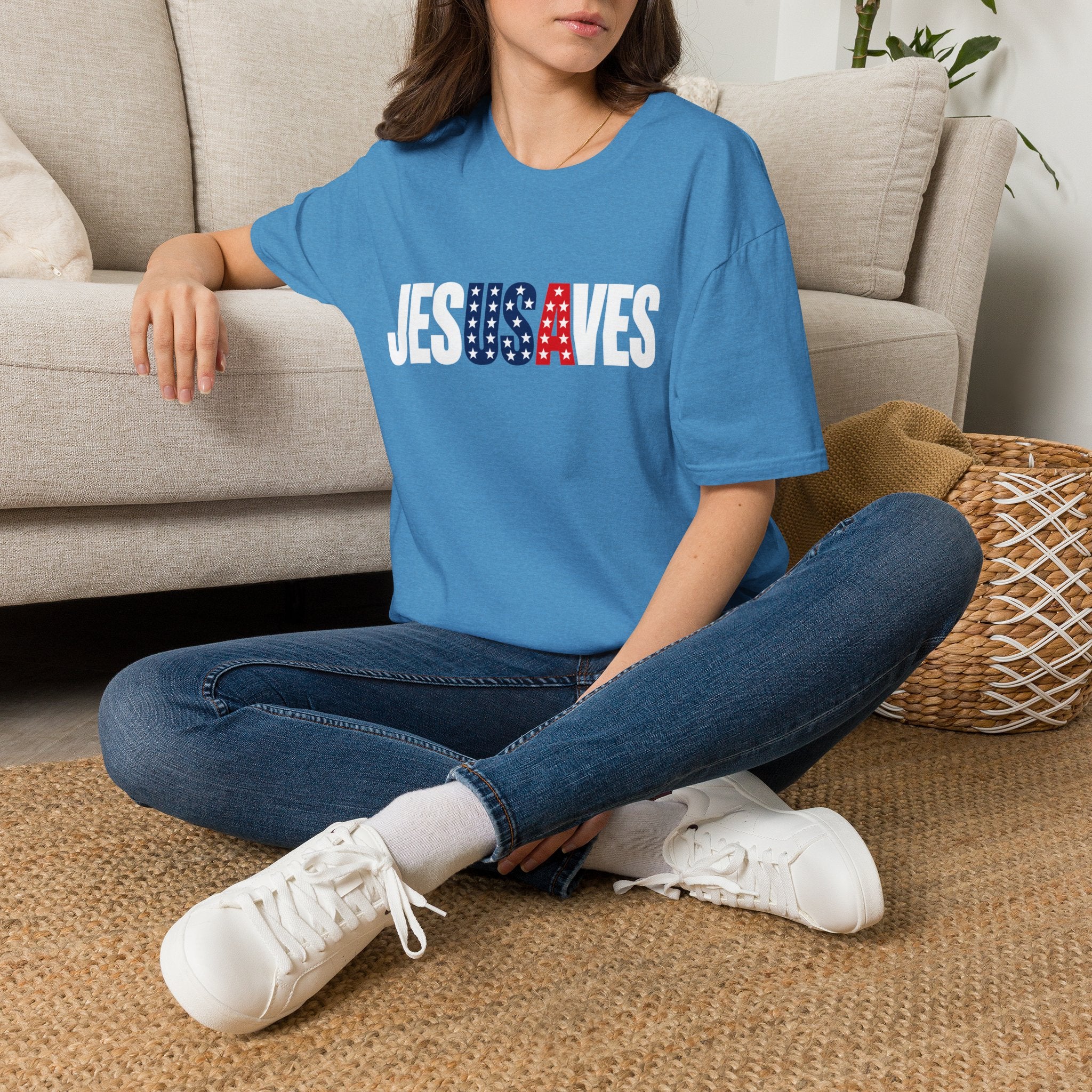 Jesus Saves Patriotic T-Shirt — American Flag Faith Tee