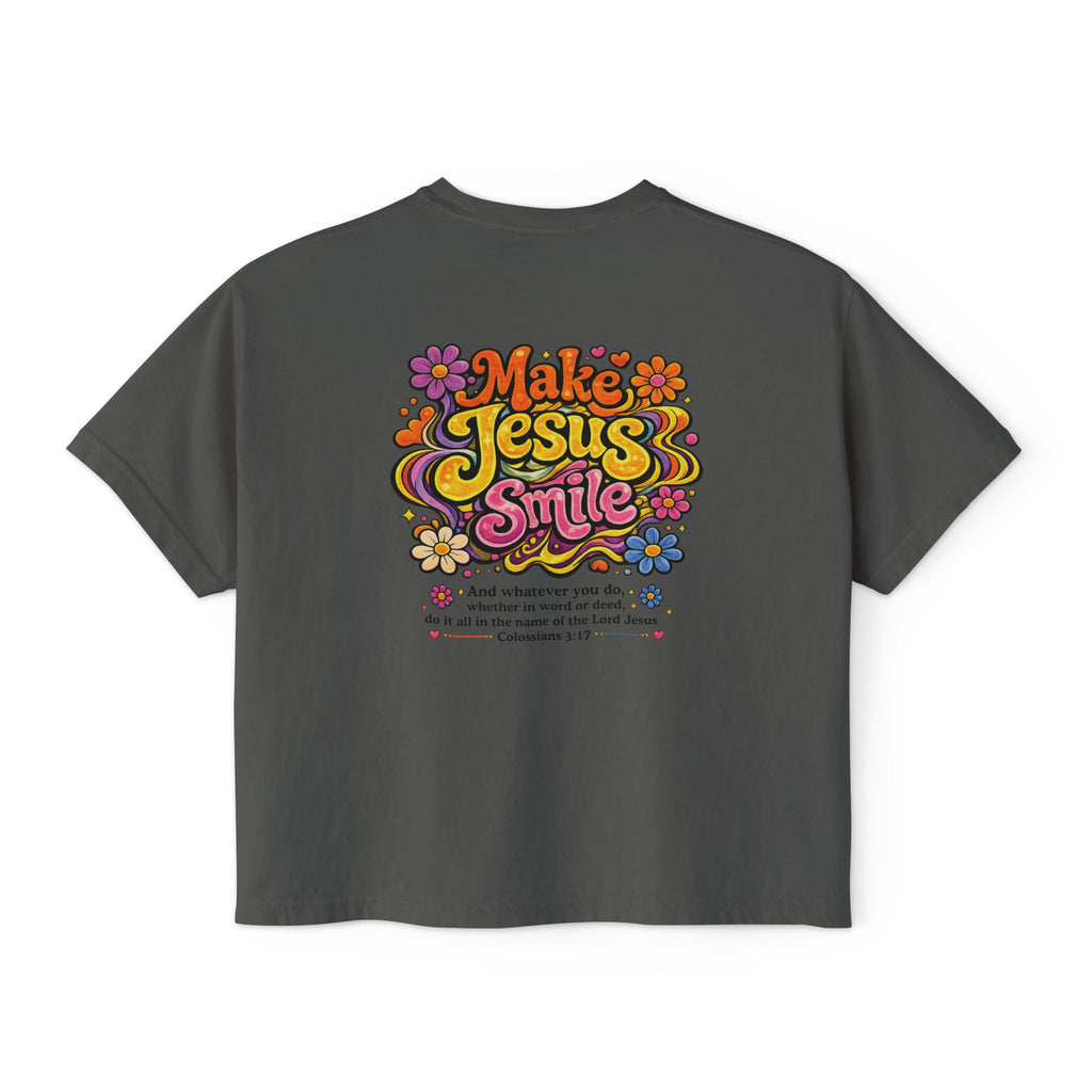 Make Jesus Smile Women's Boxy Tee — Retro Christian Graphic Tee
