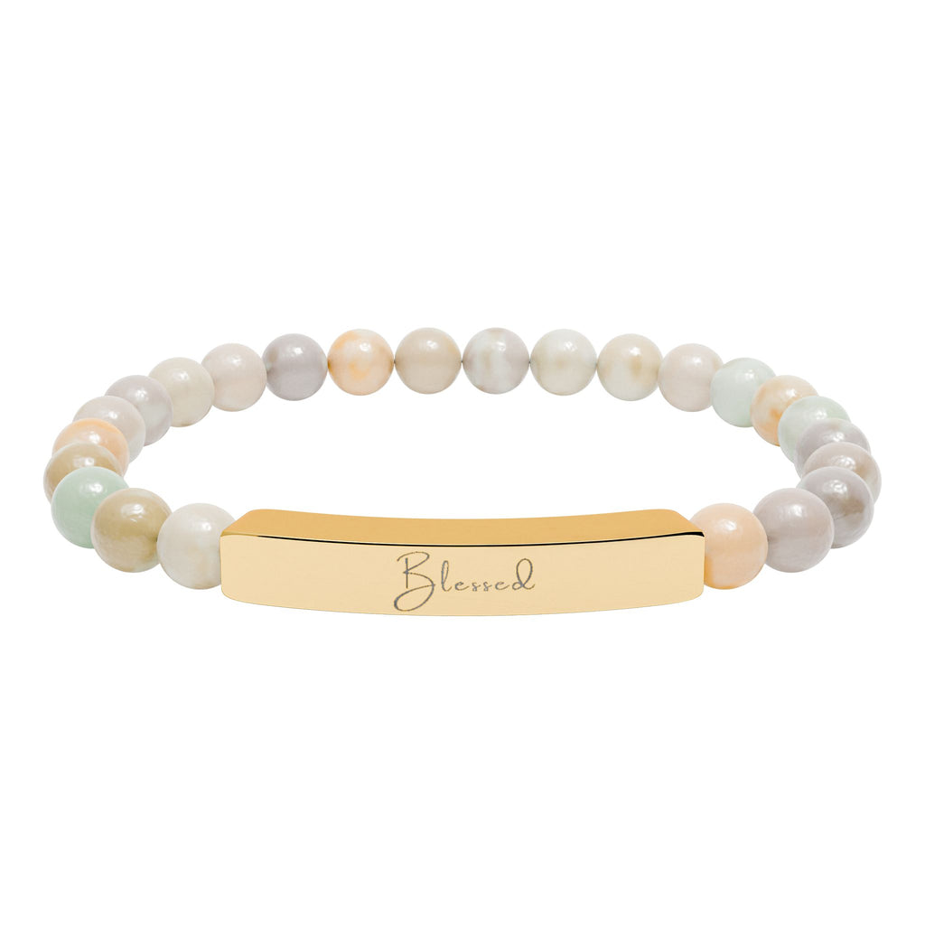 Natural Stone Stretch Bar Bracelet — Blessed