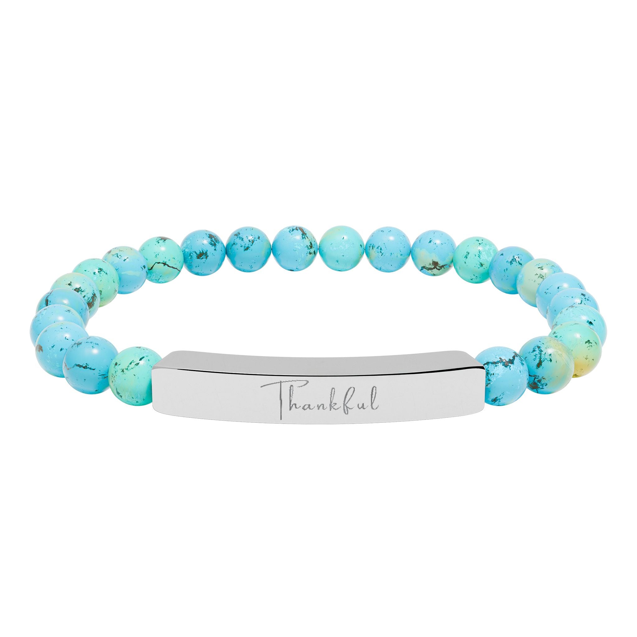 Natural Stone Stretch Bar Bracelet — Thankful