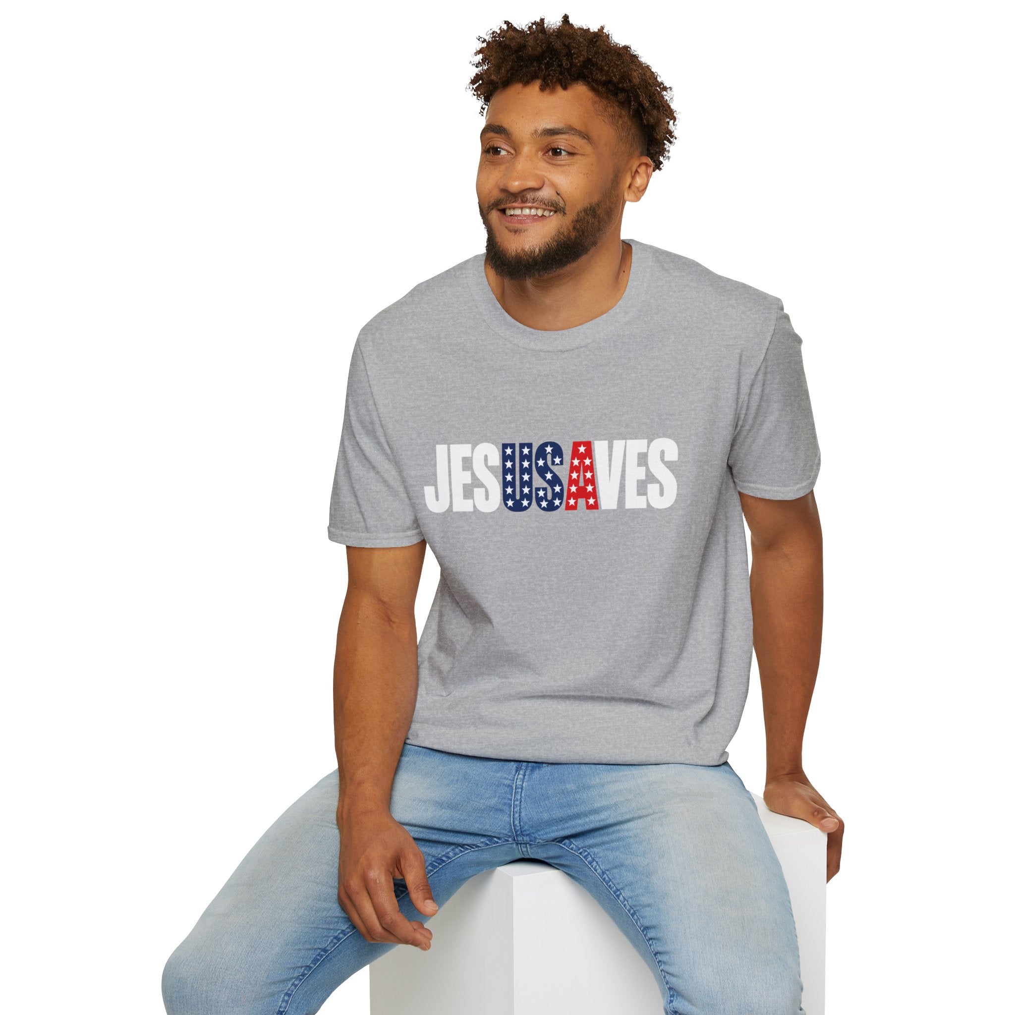 Jesus Saves Patriotic T-Shirt — American Flag Faith Tee