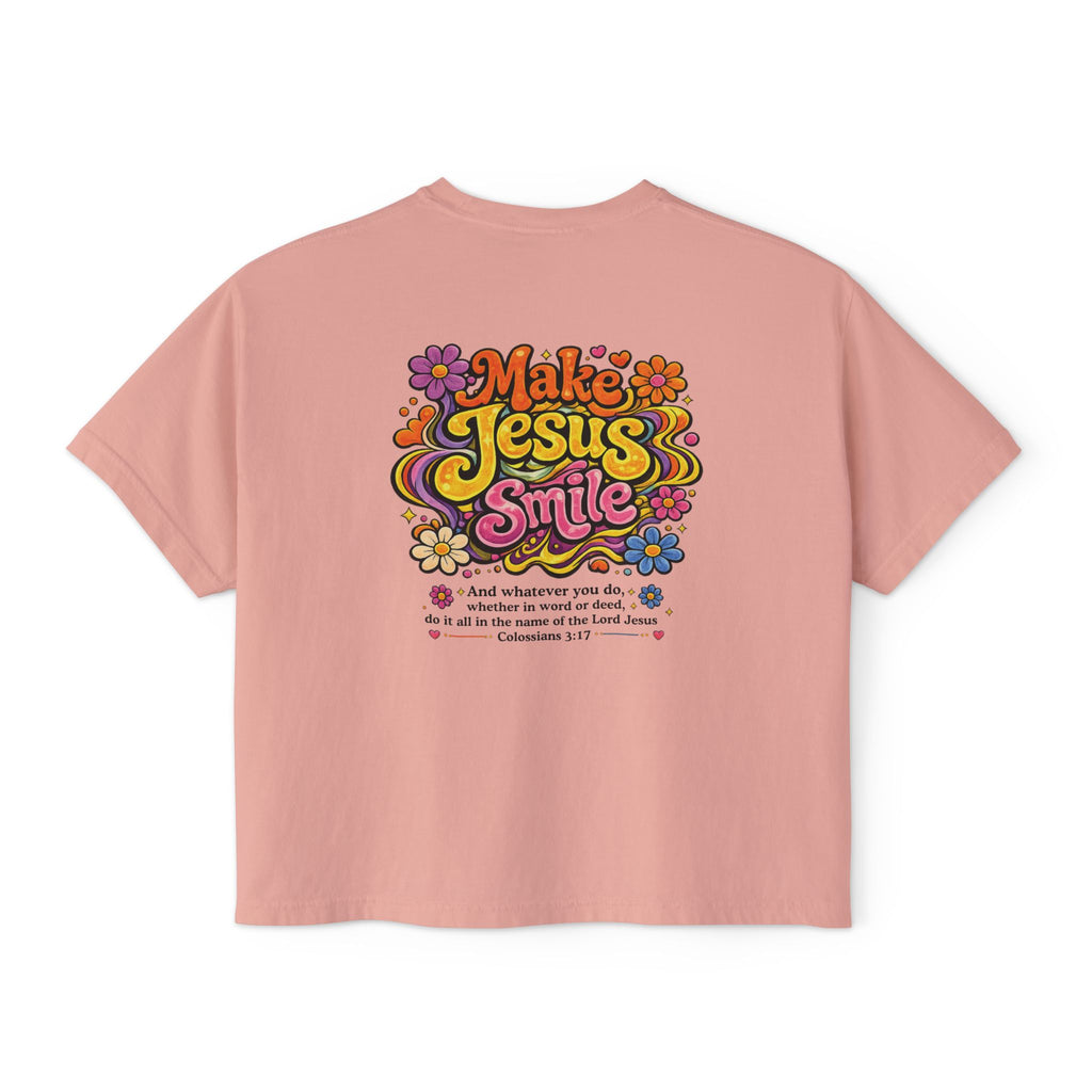 Make Jesus Smile Women's Boxy Tee — Retro Christian Graphic Tee