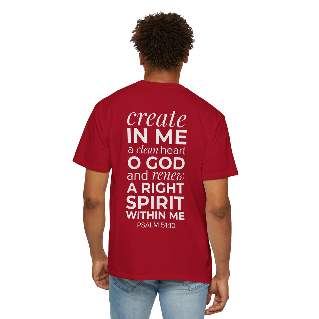 Repentance T-Shirt — "Create in Me a Clean Heart" Psalm 51:10 Christian Tee