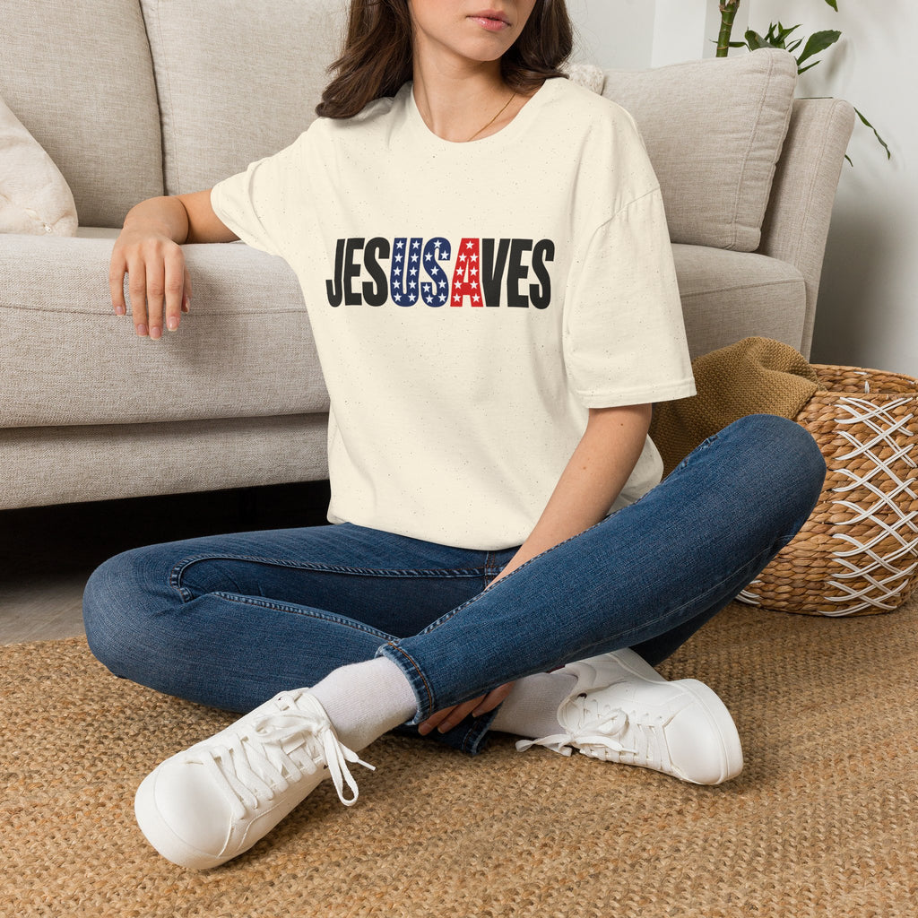 Jesus Saves Patriotic T-Shirt — American Flag Faith Tee