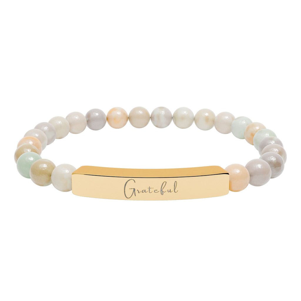 Natural Stone Stretch Bar Bracelet — Grateful