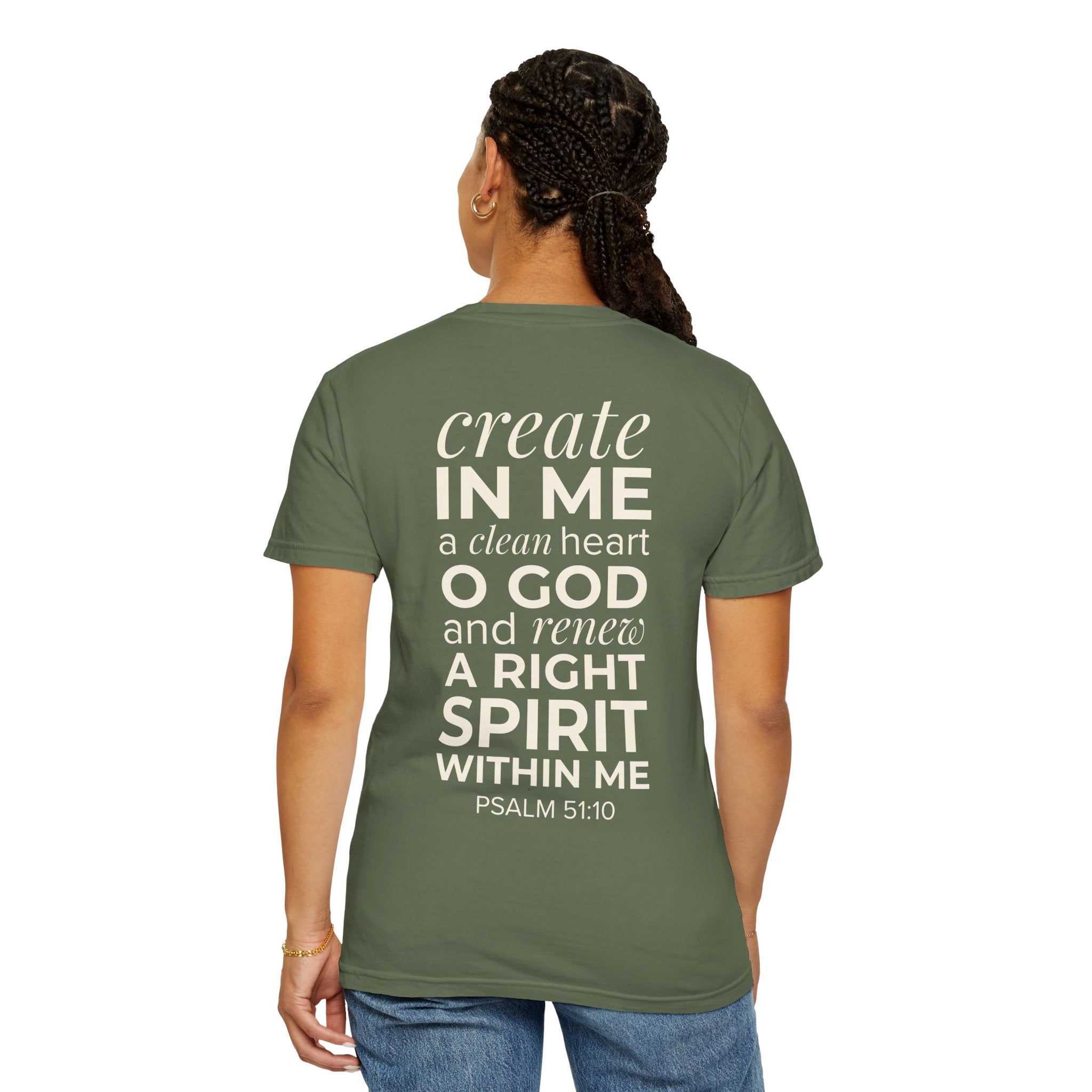 Repentance T-Shirt — "Create in Me a Clean Heart" Psalm 51:10 Christian Tee