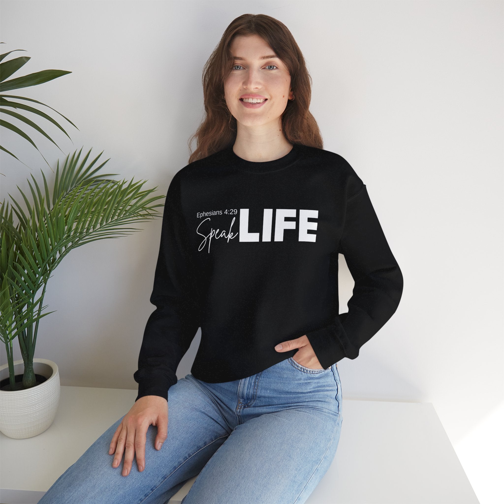 Speak Life Ephesians 4:29 Scripture Crewneck Sweatshirt