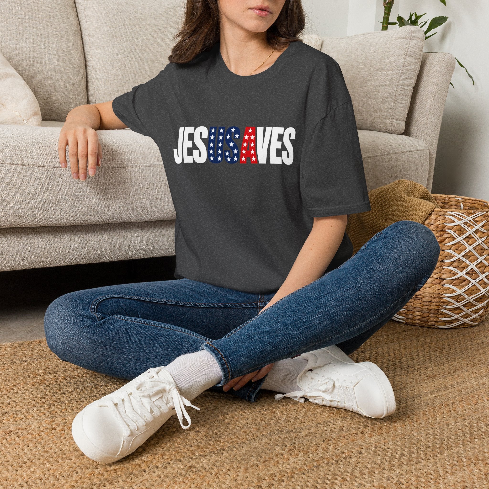 Jesus Saves Patriotic T-Shirt — American Flag Faith Tee
