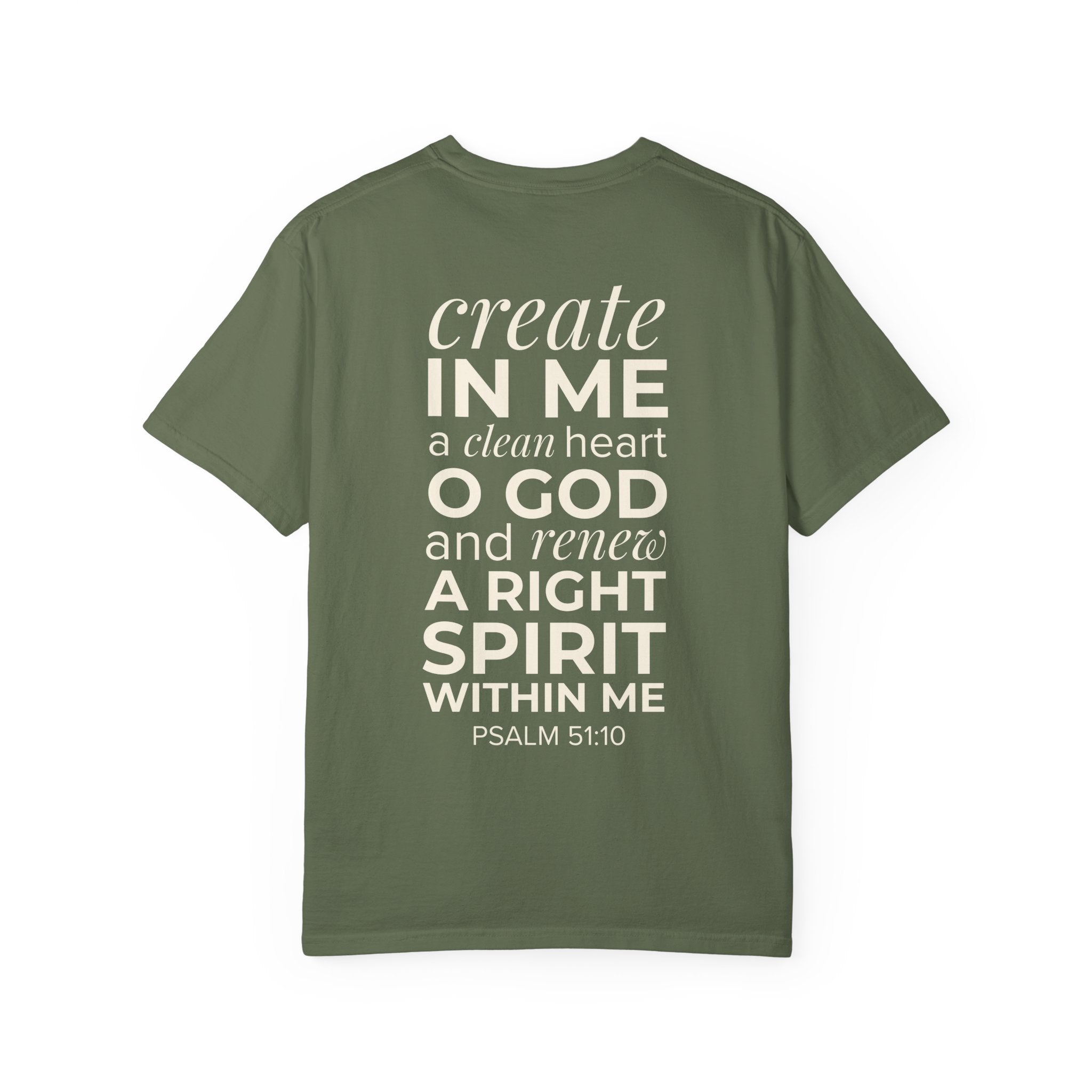 Repentance T-Shirt — "Create in Me a Clean Heart" Psalm 51:10 Christian Tee