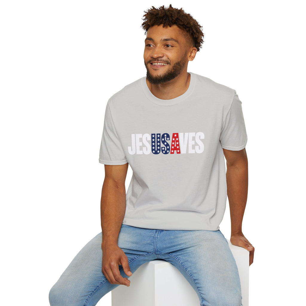 Jesus Saves Patriotic T-Shirt — American Flag Faith Tee