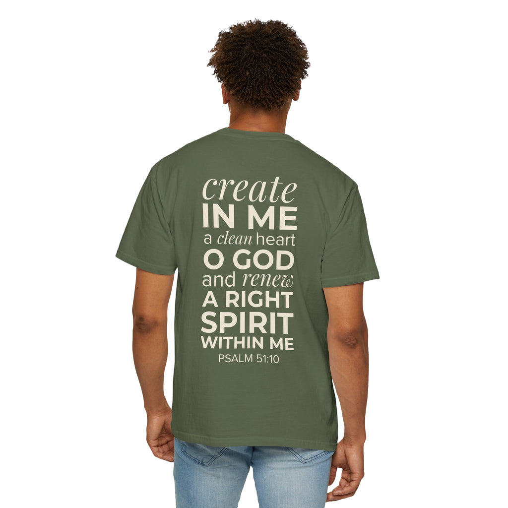 Repentance T-Shirt — "Create in Me a Clean Heart" Psalm 51:10 Christian Tee