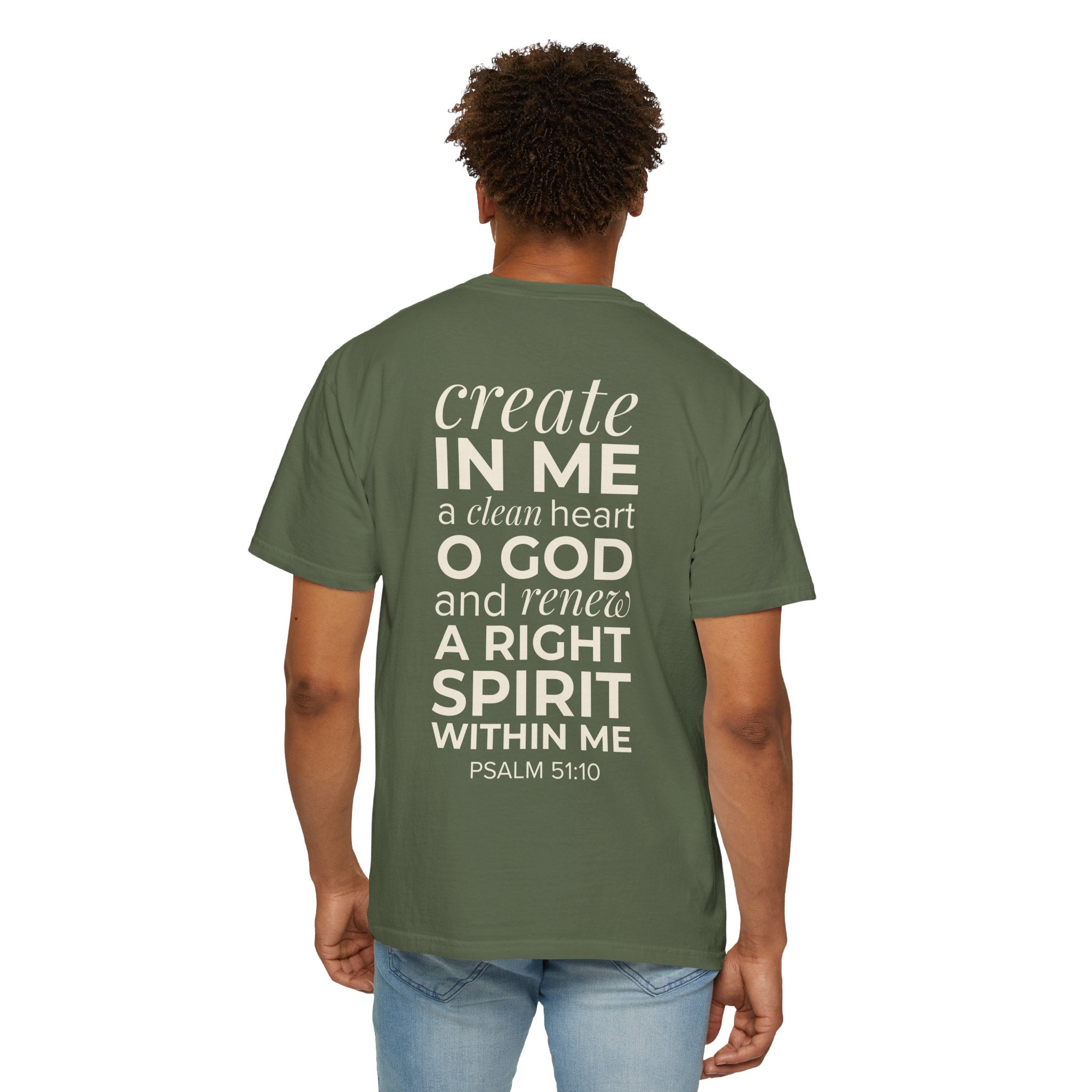 Repentance T-Shirt — "Create in Me a Clean Heart" Psalm 51:10 Christian Tee