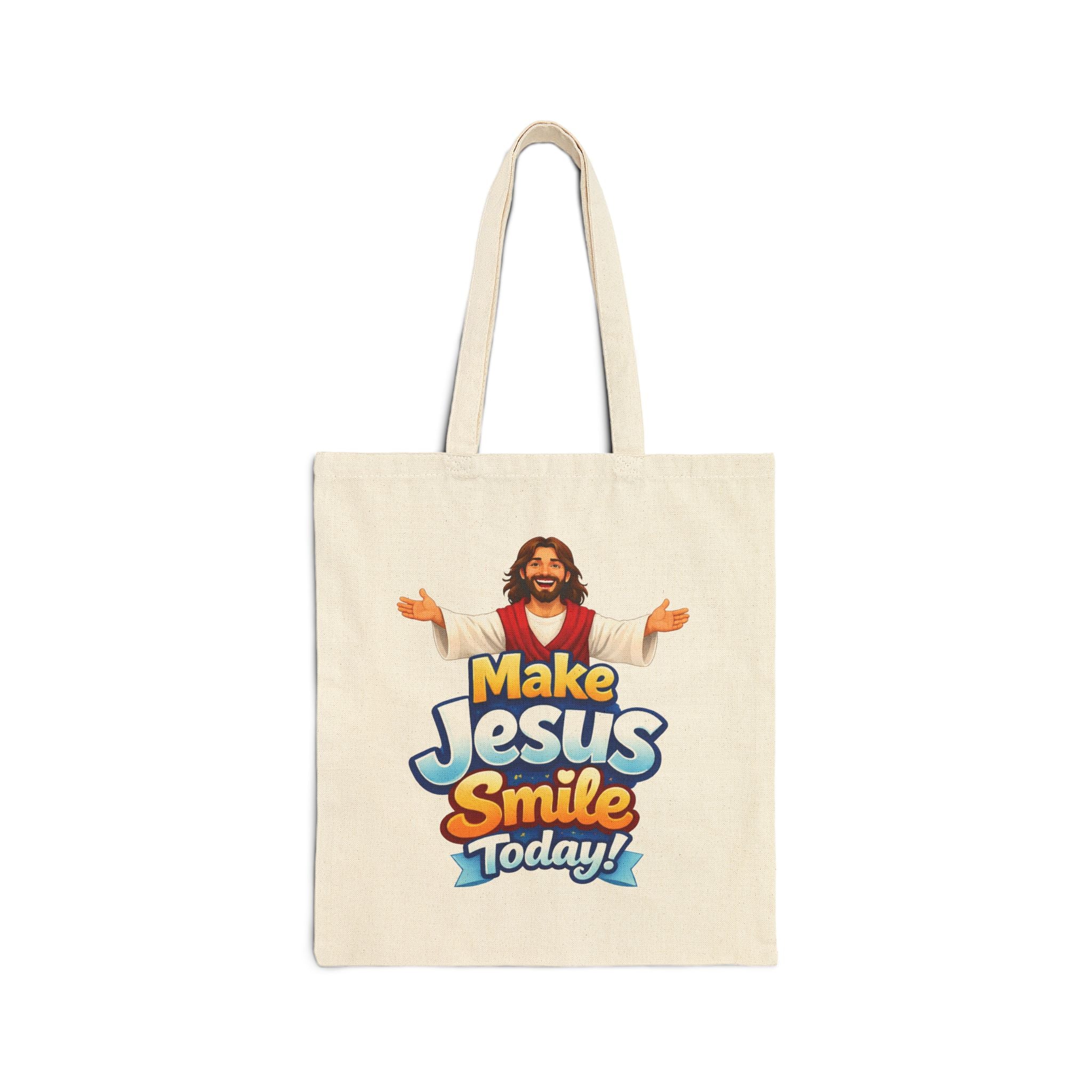 Make Jesus Smile Today Tote Bag – Inspirational Christian Canvas Tote