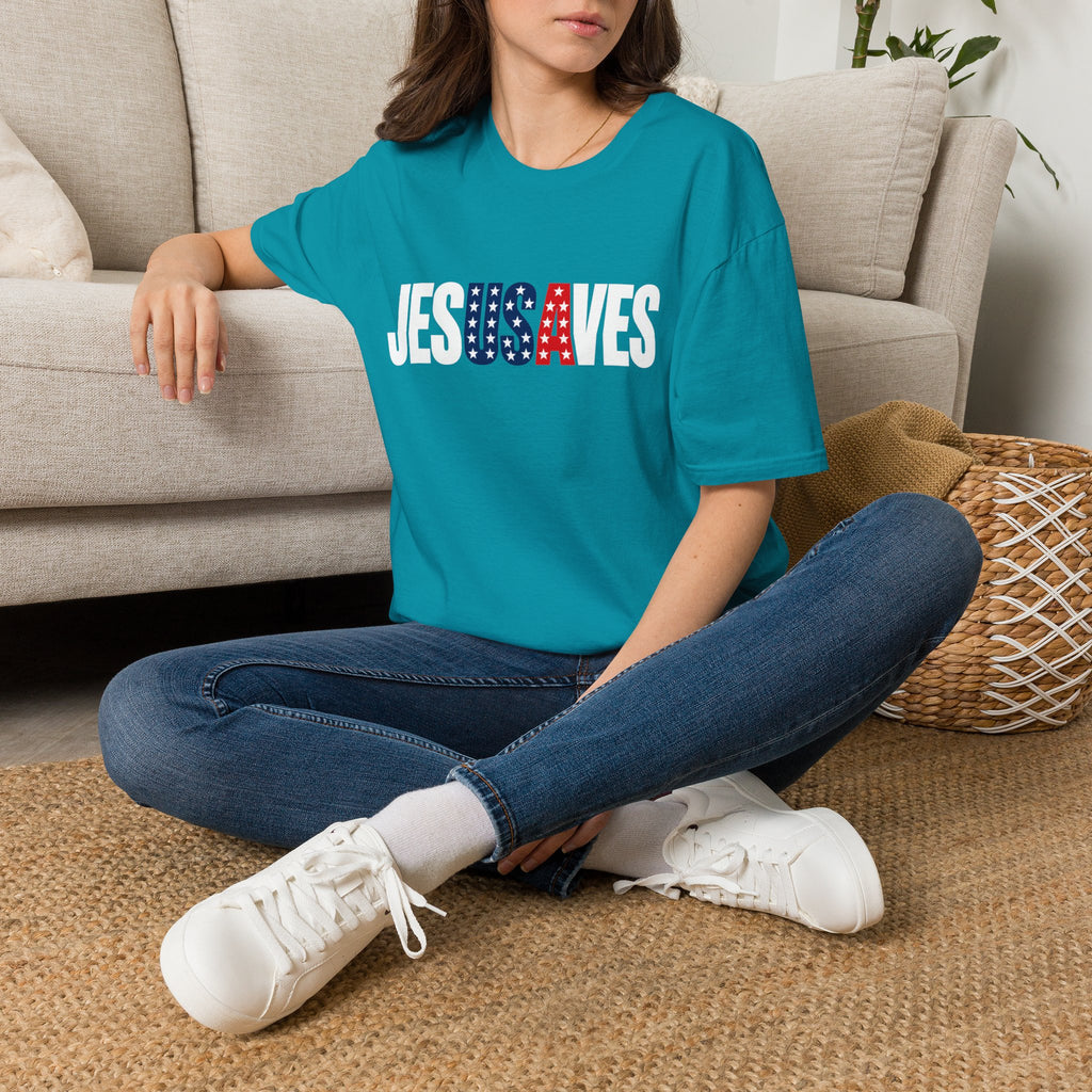 Jesus Saves Patriotic T-Shirt — American Flag Faith Tee