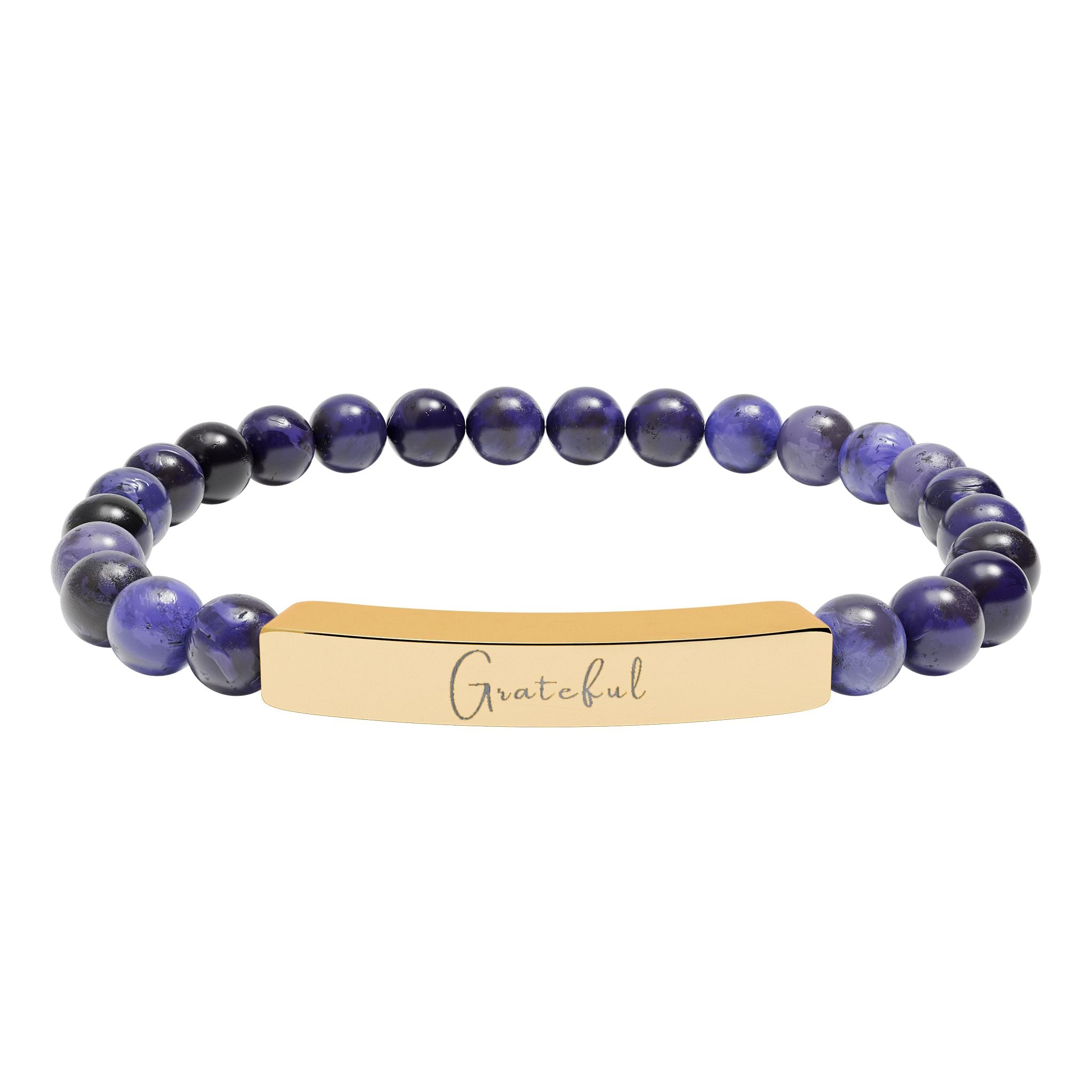 Natural Stone Stretch Bar Bracelet — Grateful
