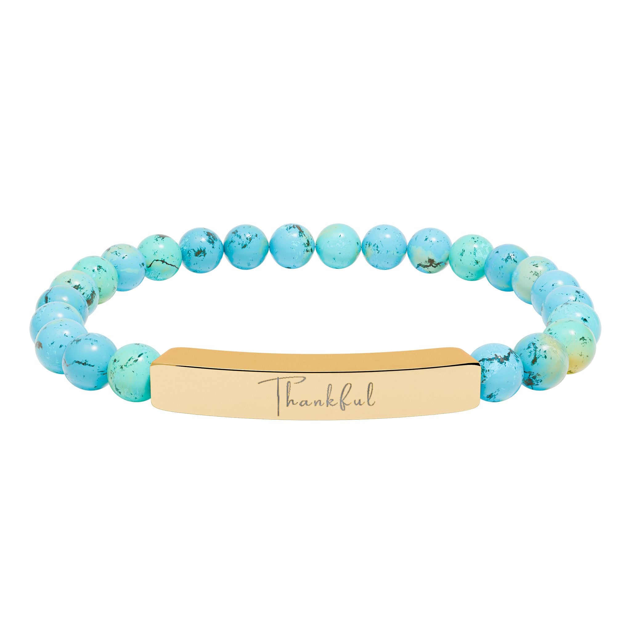 Natural Stone Stretch Bar Bracelet — Thankful