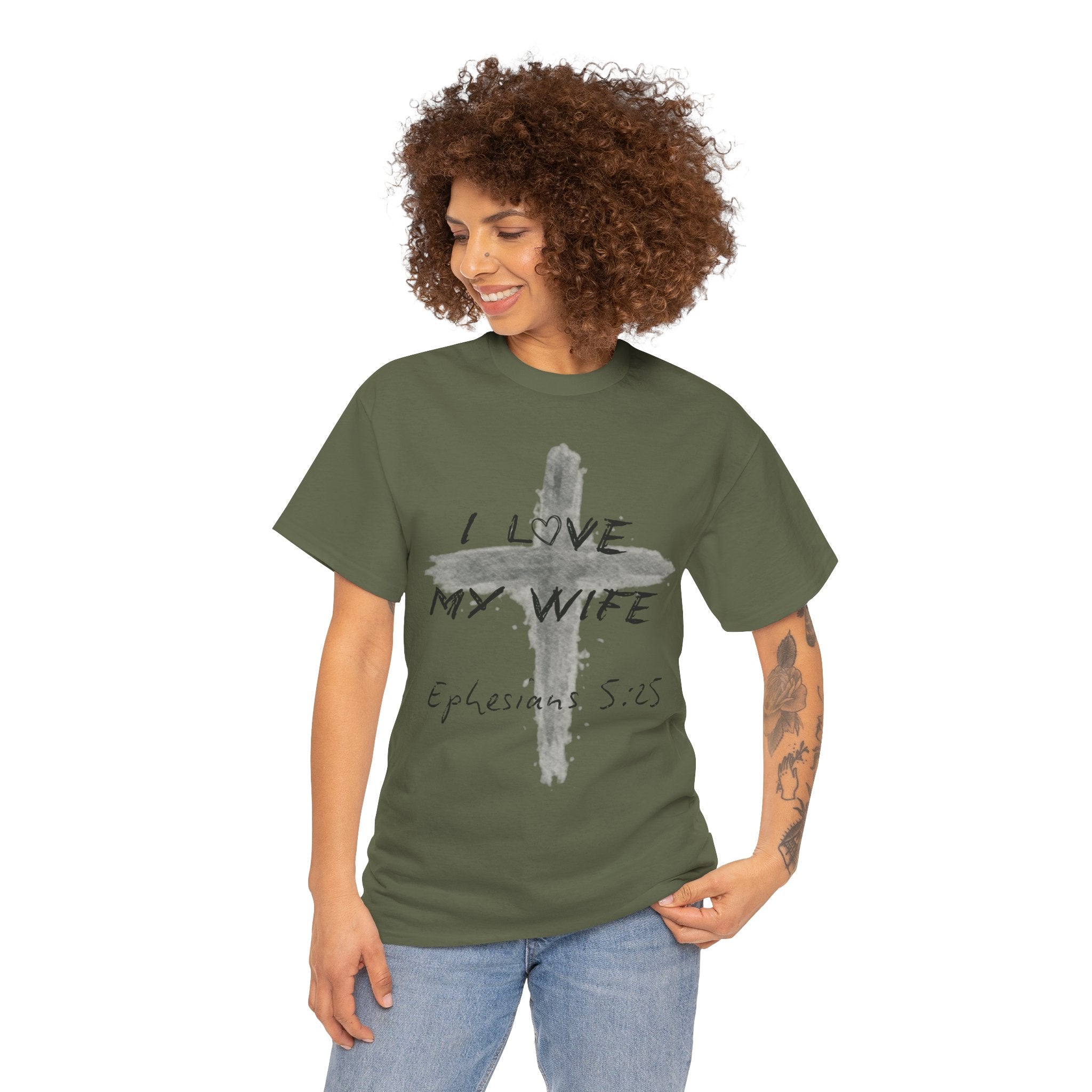 I Love My Wife Cross Ephesians 5:25 Scripture Tee