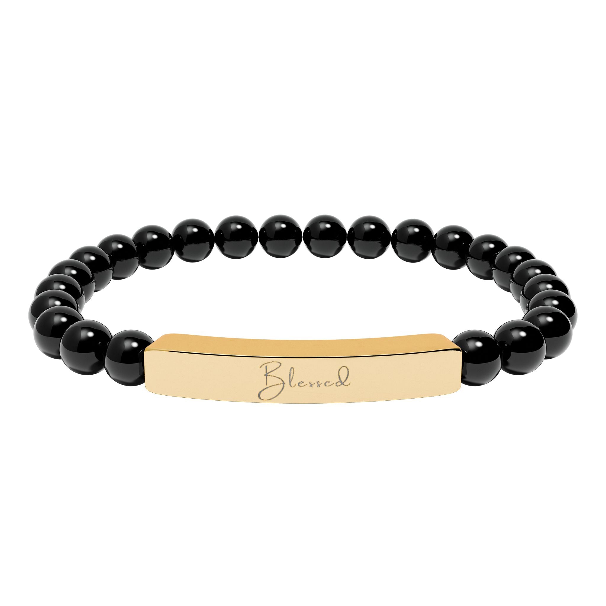 Natural Stone Stretch Bar Bracelet — Blessed