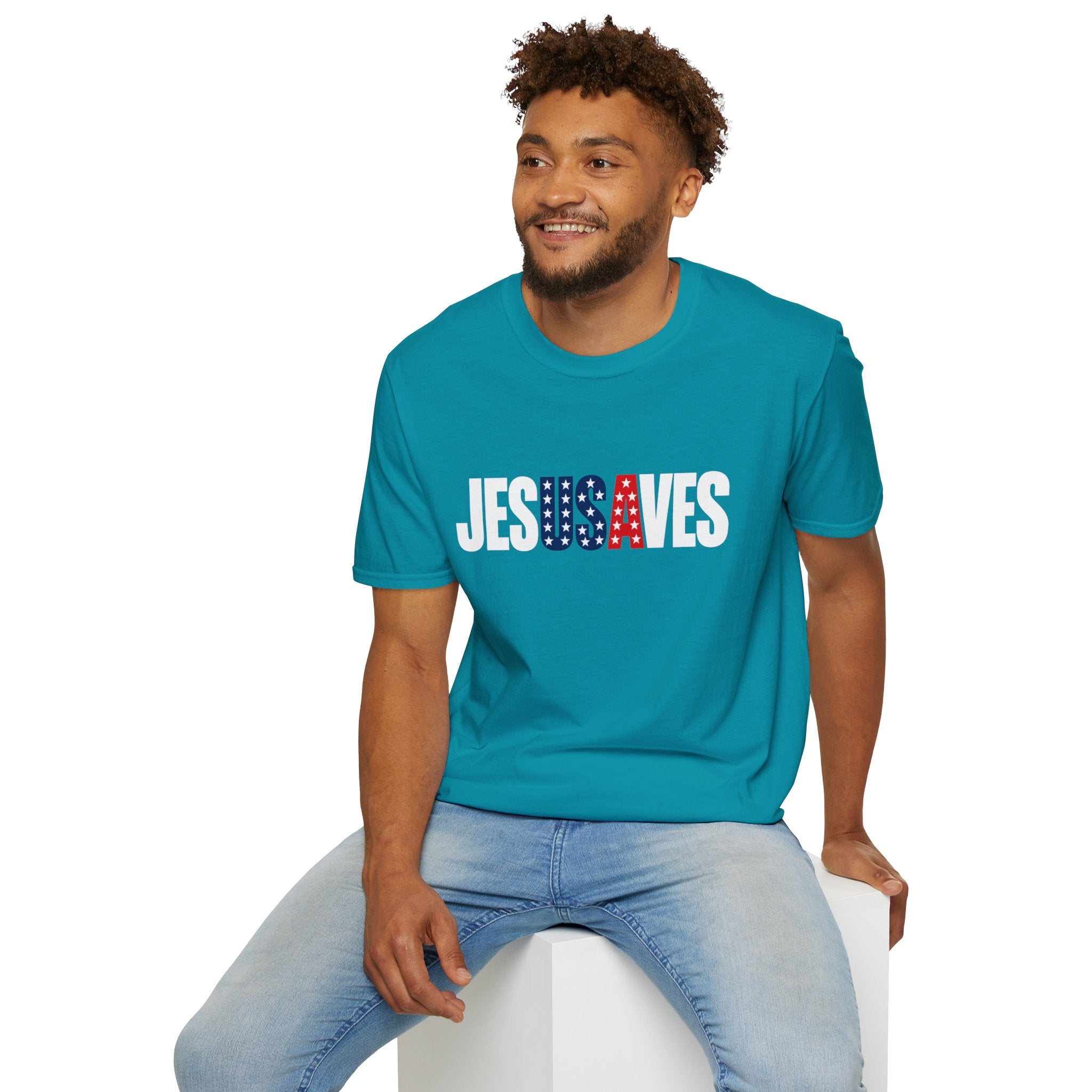 Jesus Saves Patriotic T-Shirt — American Flag Faith Tee