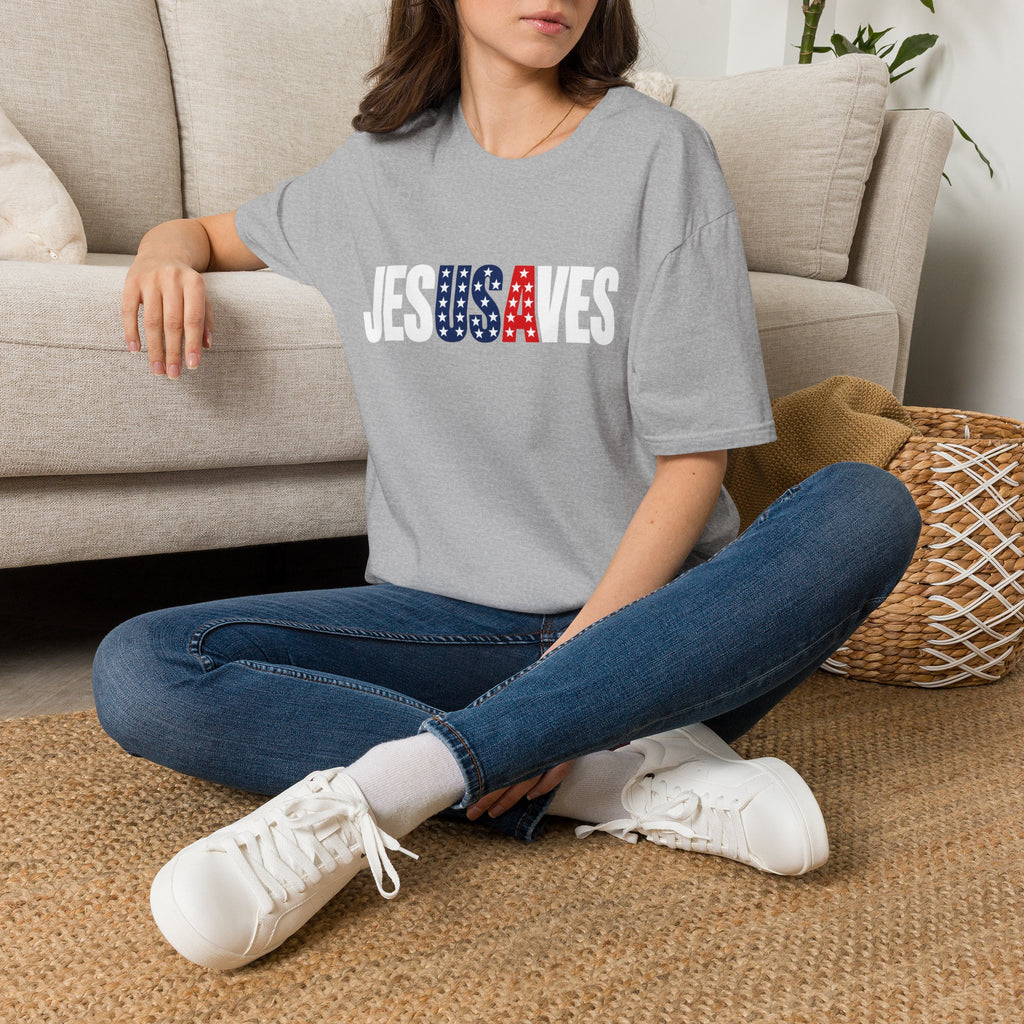 Jesus Saves Patriotic T-Shirt — American Flag Faith Tee