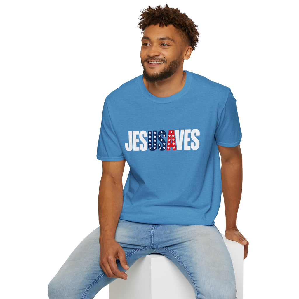 Jesus Saves Patriotic T-Shirt — American Flag Faith Tee