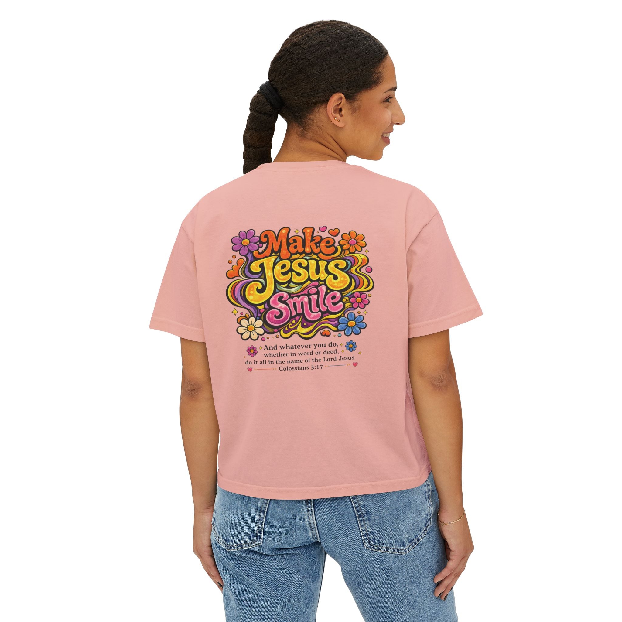 Make Jesus Smile Women's Boxy Tee — Retro Christian Graphic Tee