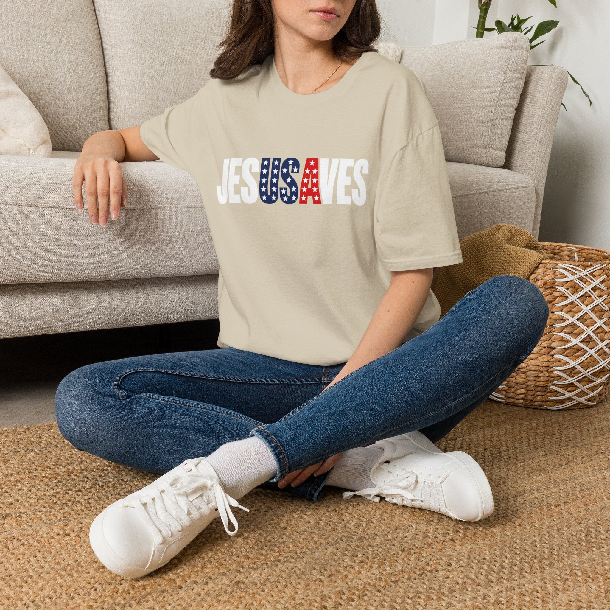 Jesus Saves Patriotic T-Shirt — American Flag Faith Tee