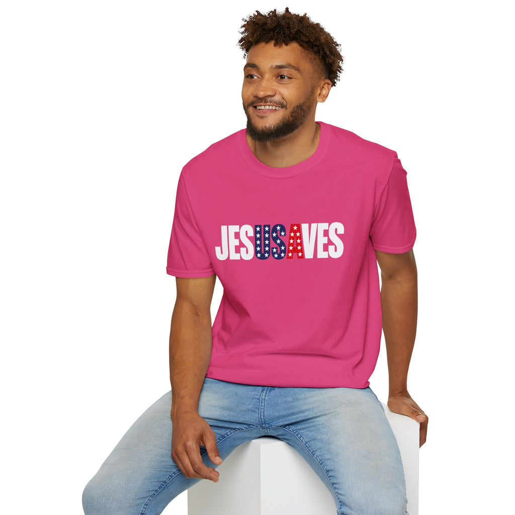 Jesus Saves Patriotic T-Shirt — American Flag Faith Tee