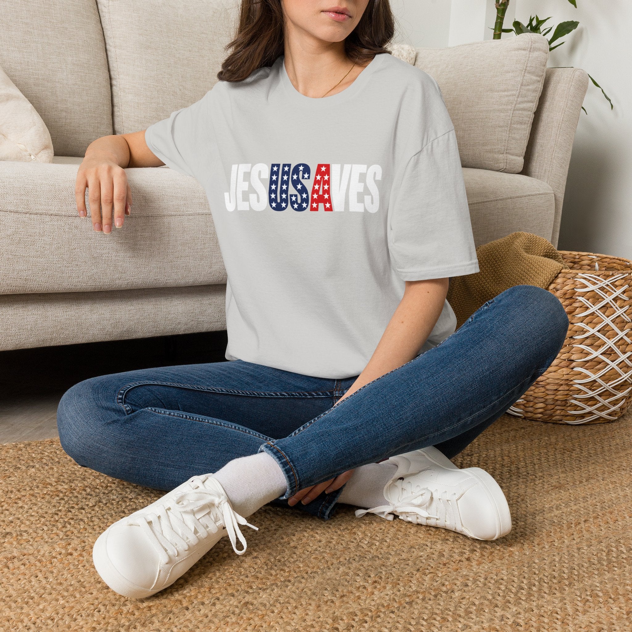 Jesus Saves Patriotic T-Shirt — American Flag Faith Tee