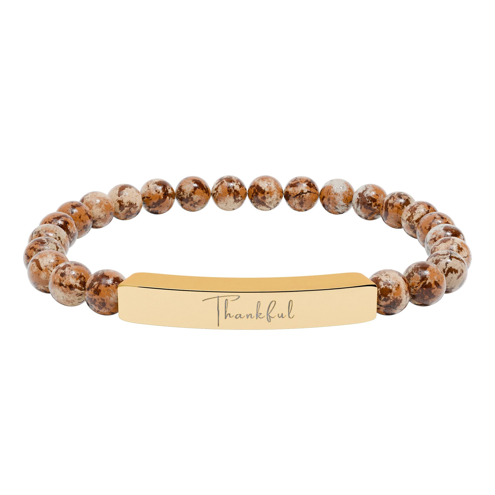 Natural Stone Stretch Bar Bracelet — Thankful