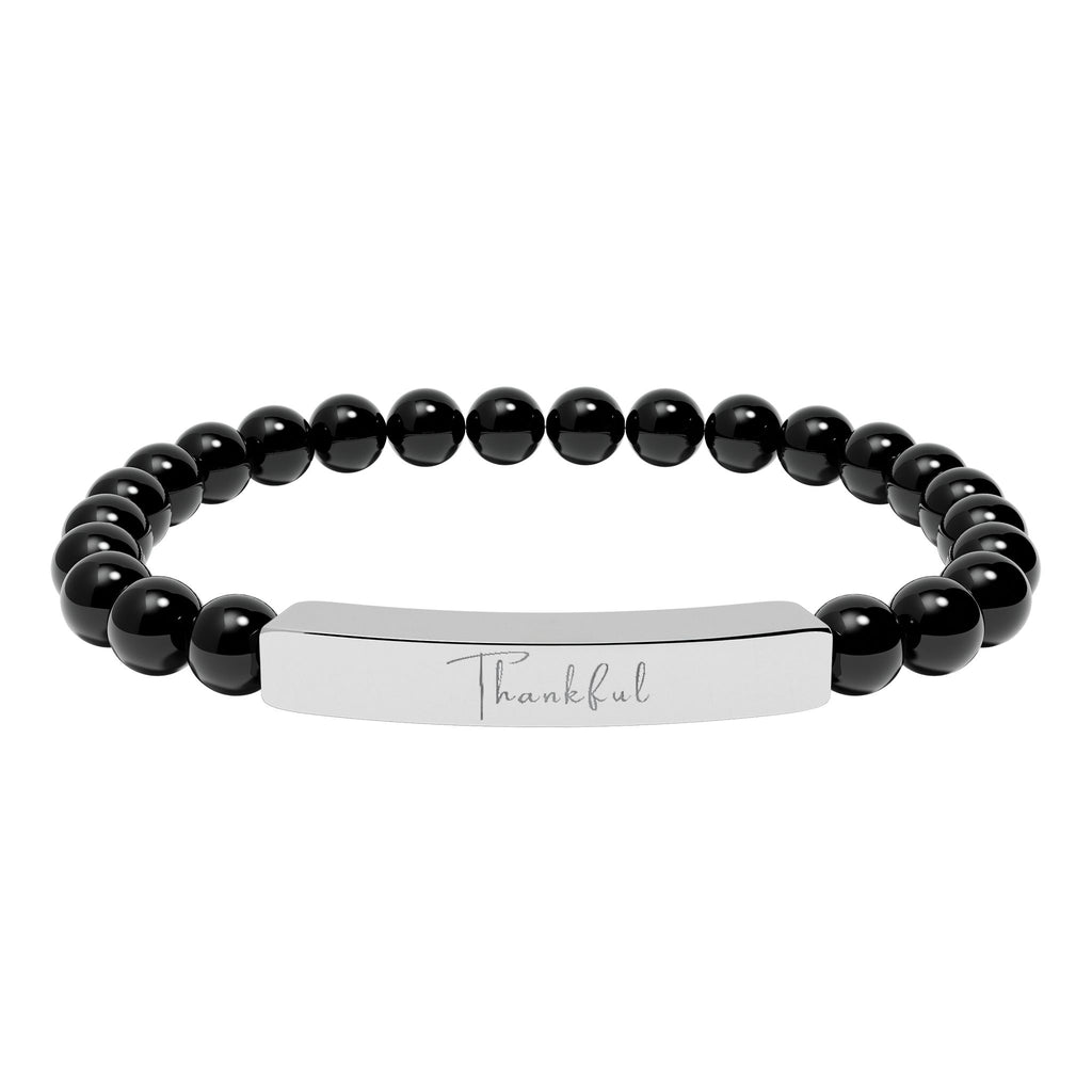 Natural Stone Stretch Bar Bracelet — Thankful