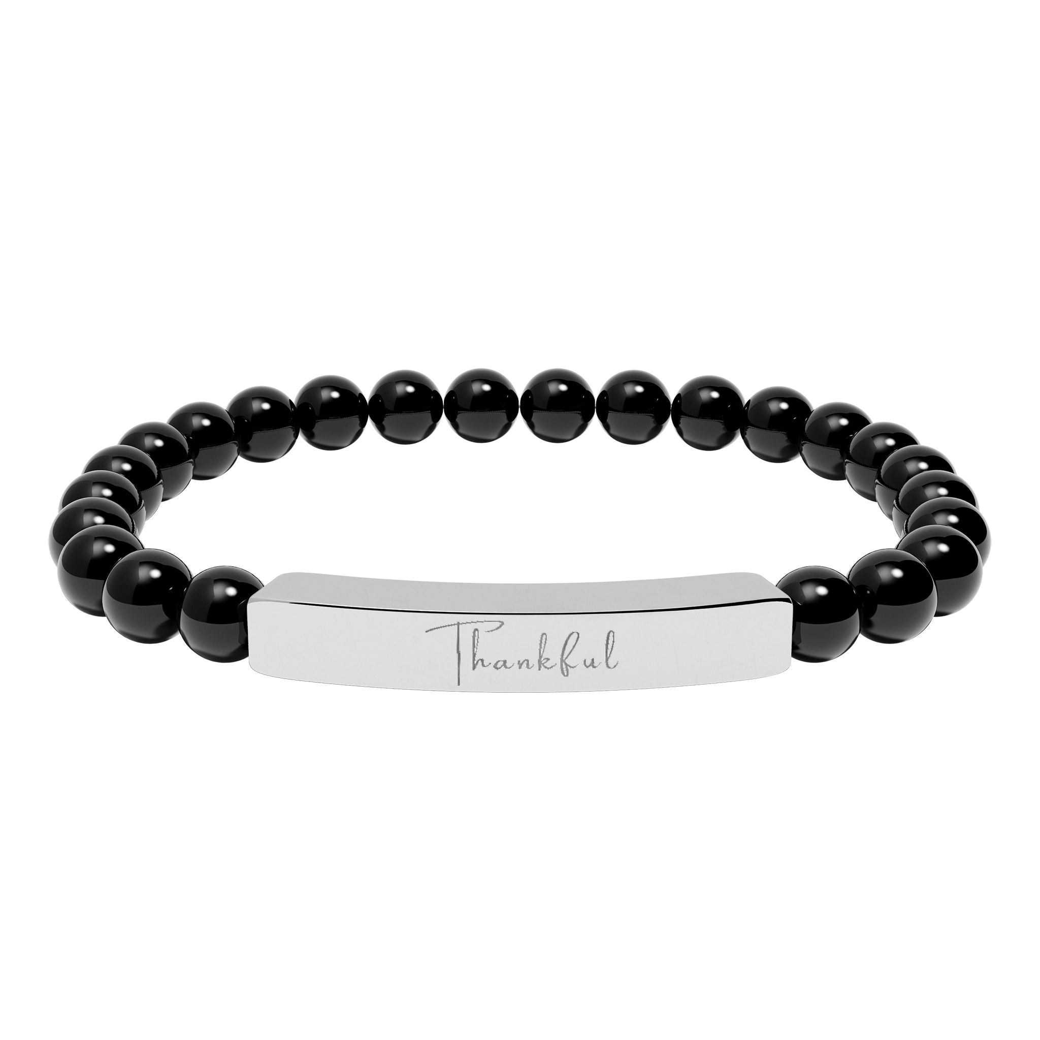 Natural Stone Stretch Bar Bracelet — Thankful