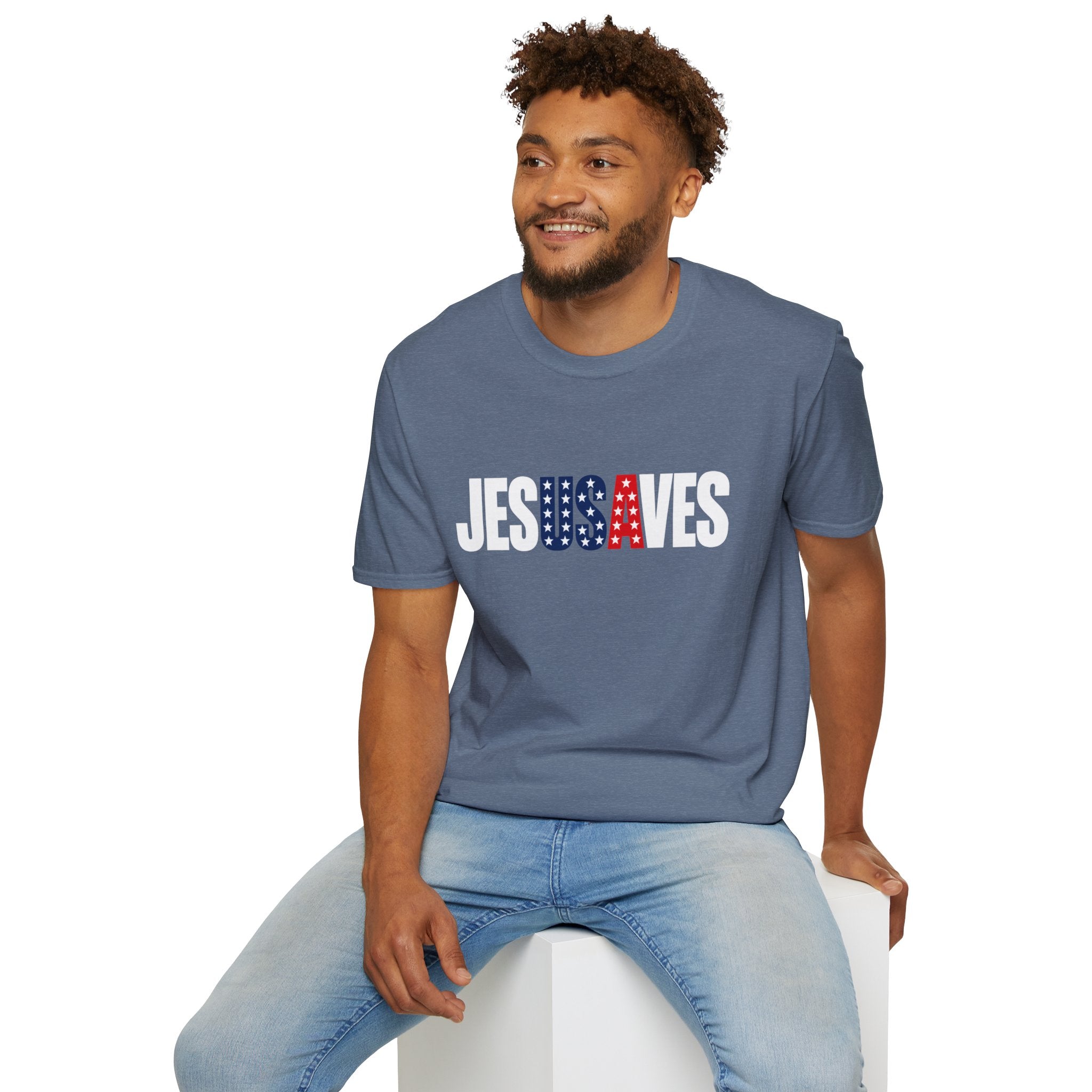 Jesus Saves Patriotic T-Shirt — American Flag Faith Tee