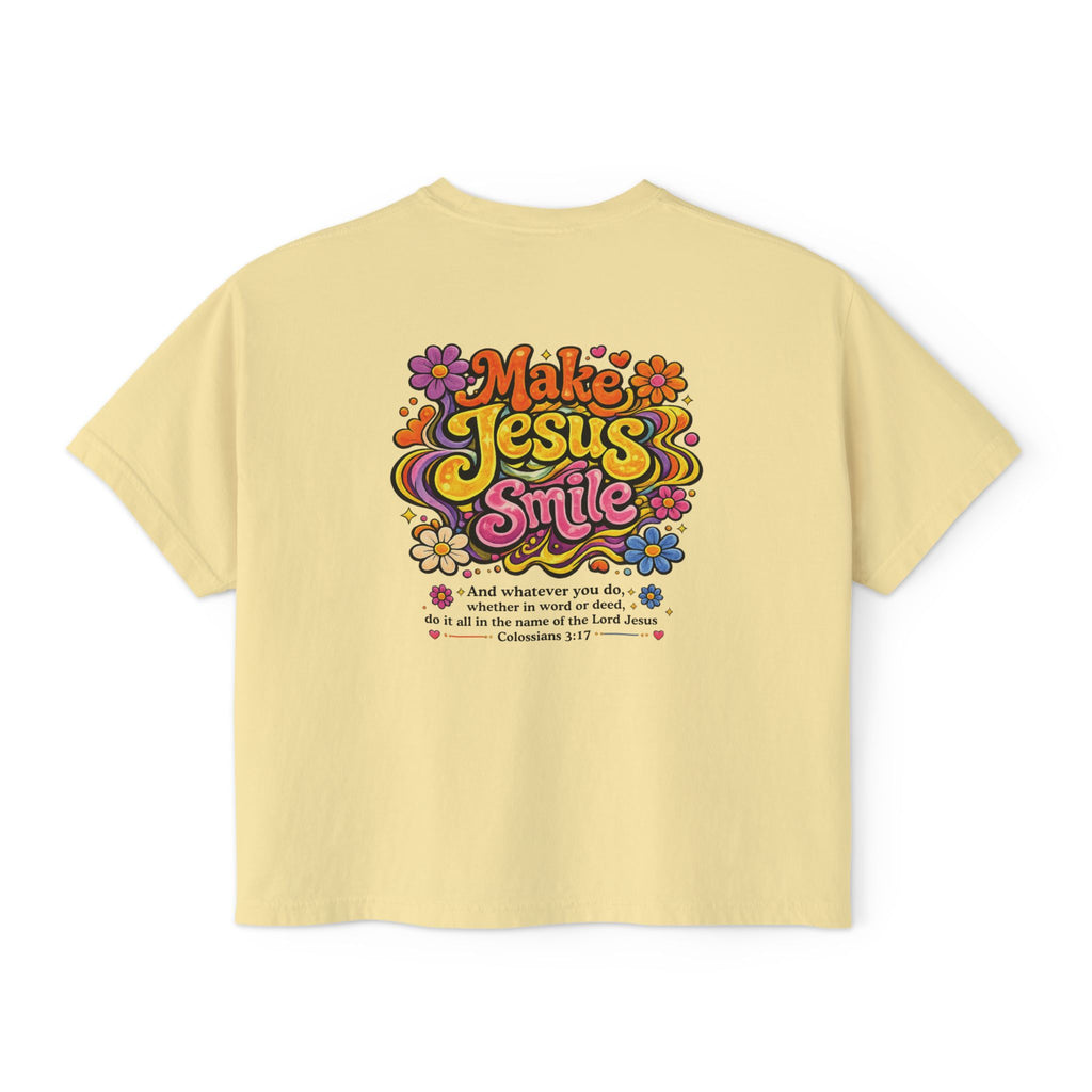 Make Jesus Smile Women's Boxy Tee — Retro Christian Graphic Tee