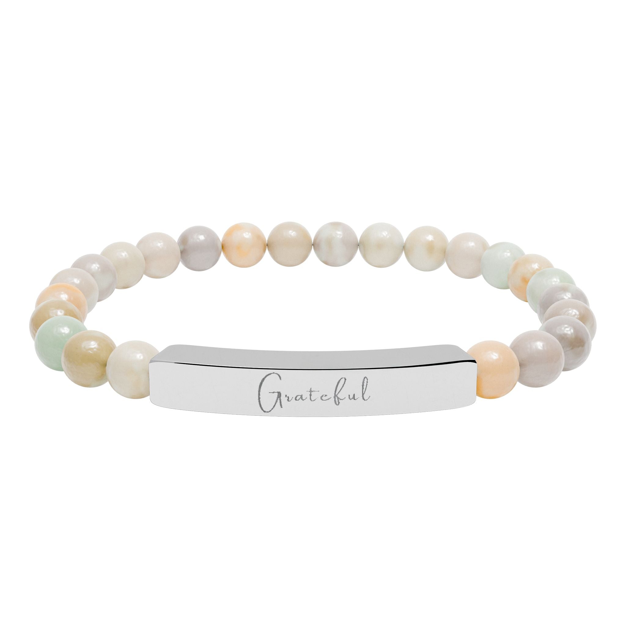 Natural Stone Stretch Bar Bracelet — Grateful