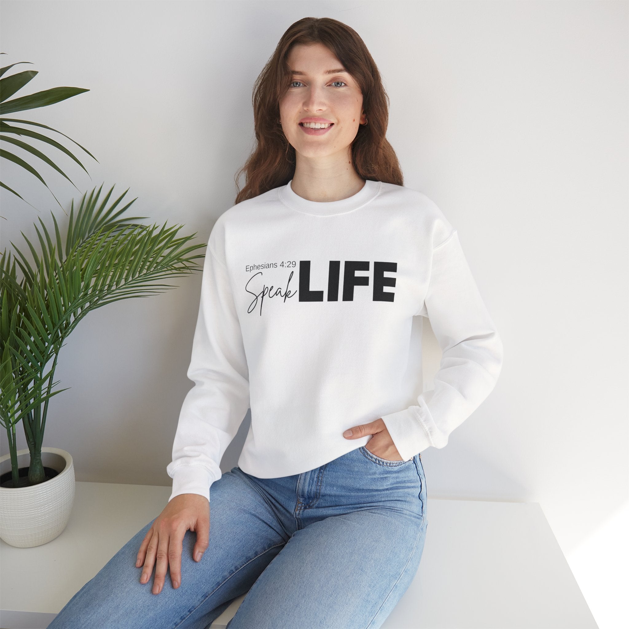 Speak Life Ephesians 4:29 Scripture Crewneck Sweatshirt