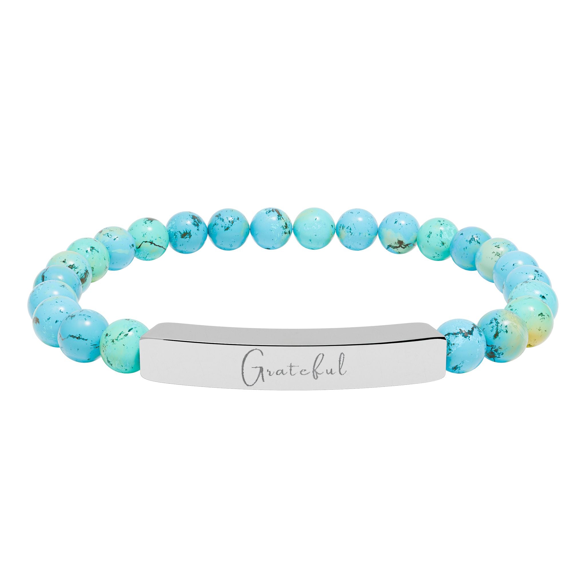Natural Stone Stretch Bar Bracelet — Grateful