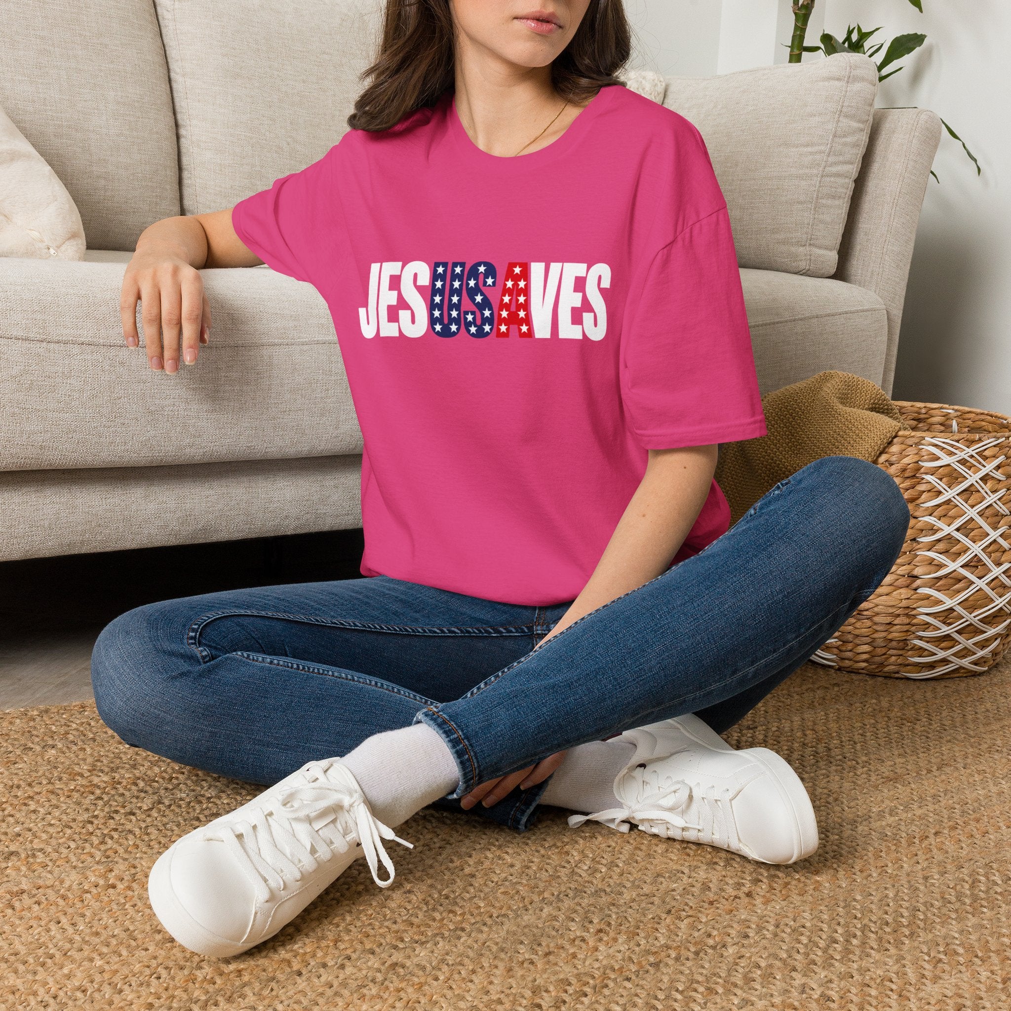 Jesus Saves Patriotic T-Shirt — American Flag Faith Tee
