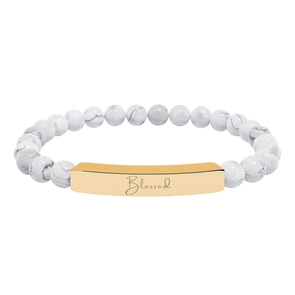 Natural Stone Stretch Bar Bracelet — Blessed