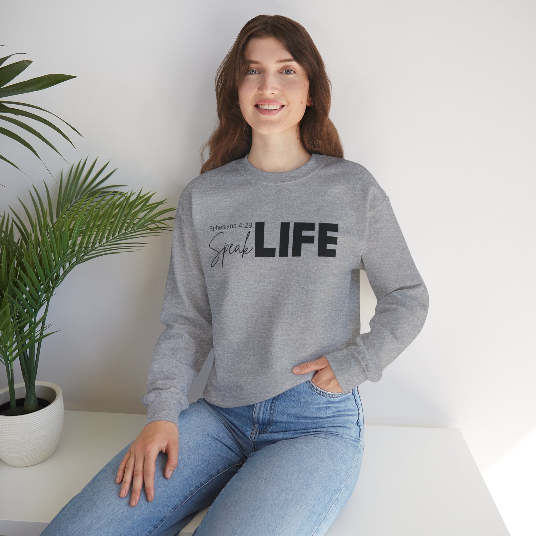 Speak Life Ephesians 4:29 Scripture Crewneck Sweatshirt