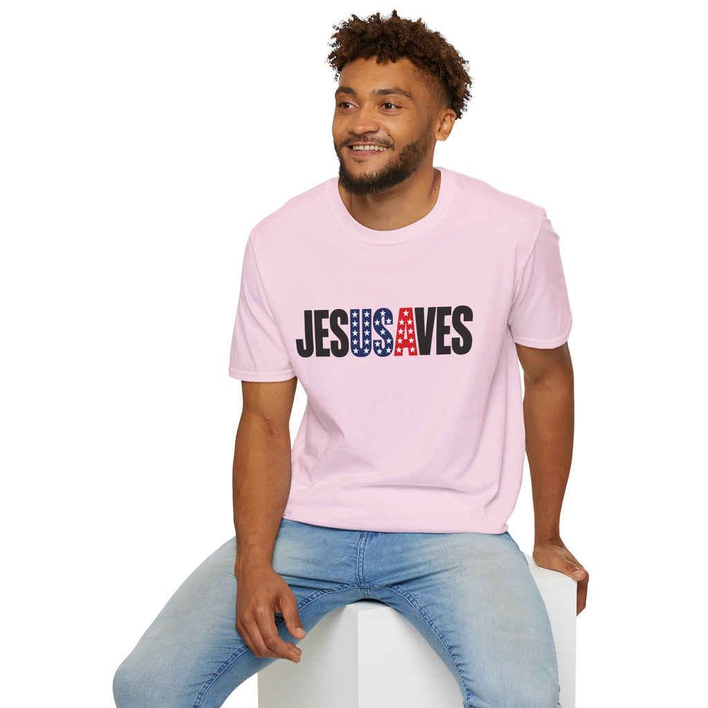 Jesus Saves Patriotic T-Shirt — American Flag Faith Tee