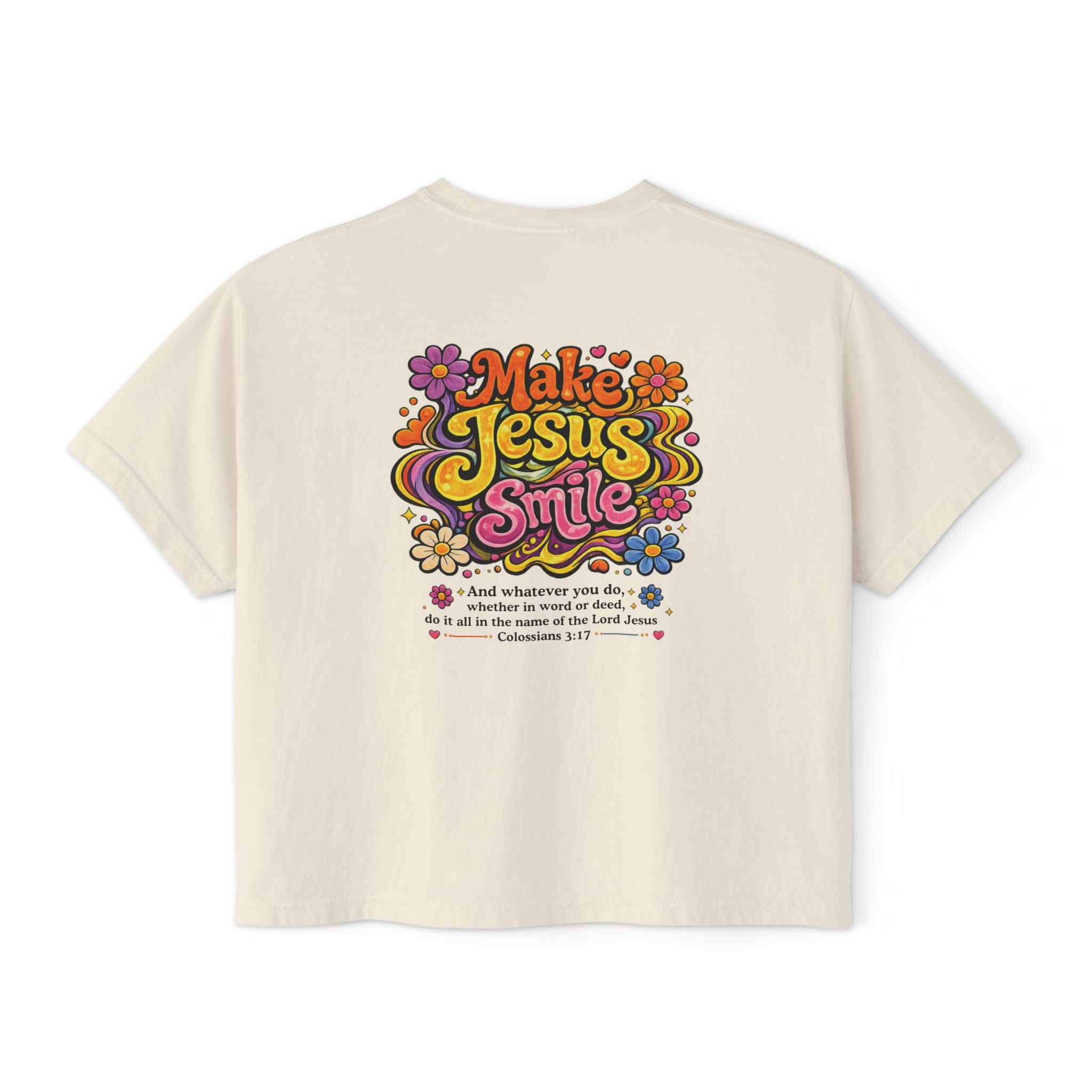 Make Jesus Smile Women's Boxy Tee — Retro Christian Graphic Tee